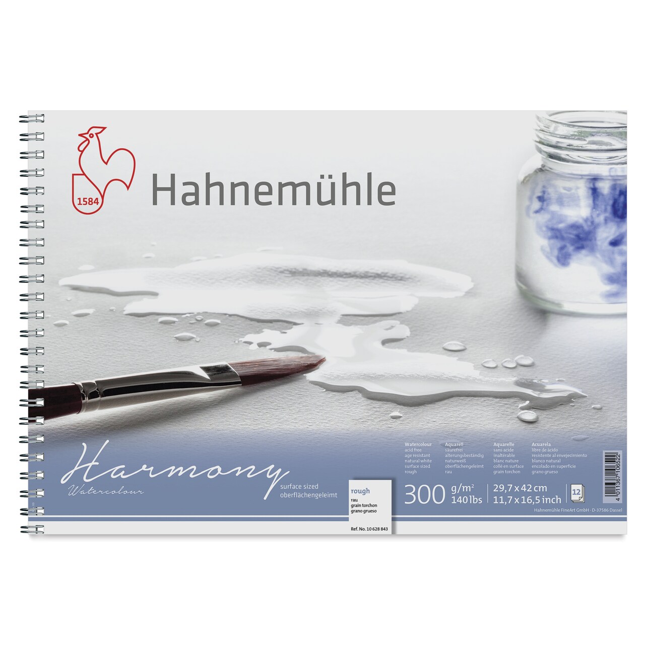 Hahnemühle Harmony Wirebound Watercolor Pad - 11.7" x 16.5", Rough, 12 Sheets, 140 lb